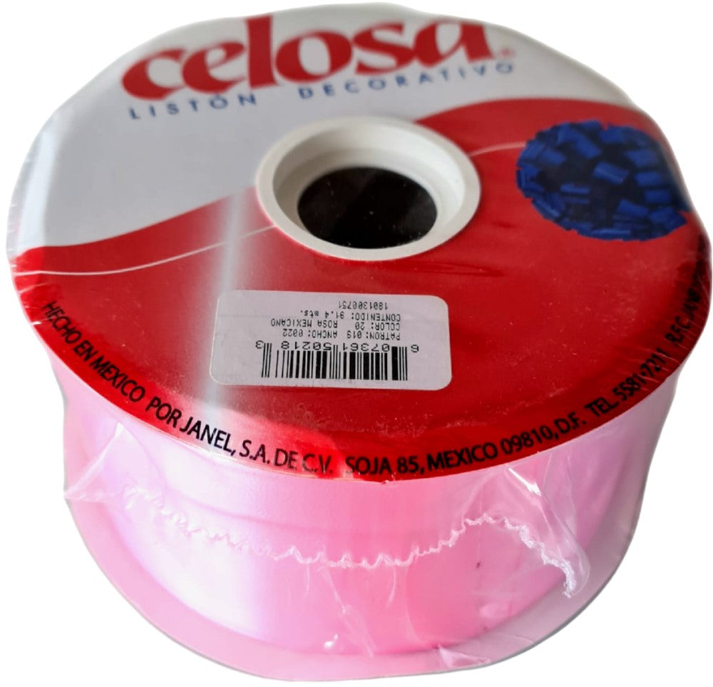 Listón Celosa 019 Liso A-22 Rosa Mexicano20 70mm×91.4m Janel® 0190022120 Rollo 607361502183 01