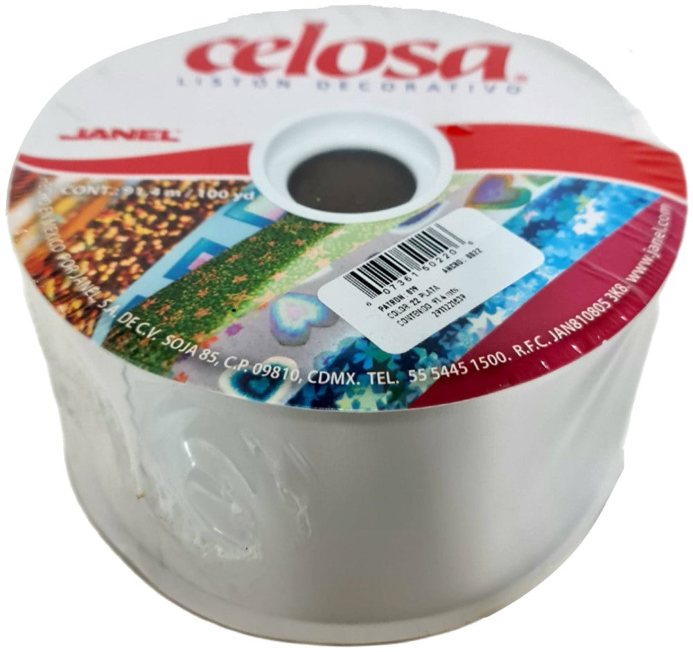 Listón Celosa 019 Liso A-22 Plata 22 70mm×91.4m Janel® 0190022122 Rollo 607361502206 01