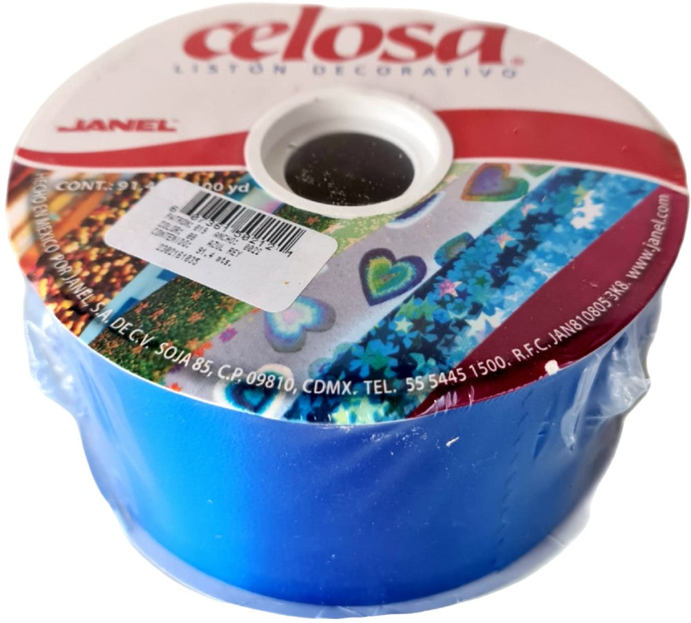 Listón Celosa 019 Liso A-22 Azul Rey 08 70mm×91.4m Janel® 0190022108 Rollo 607361502121 01