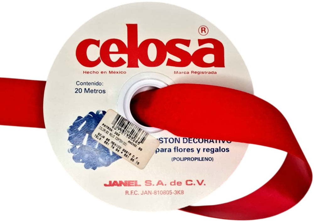 Listón Celosa 390 Terciopelo A-9 Rojo 02 35mm × 20m Janel® 3900009102 Rollo 607361505665 01