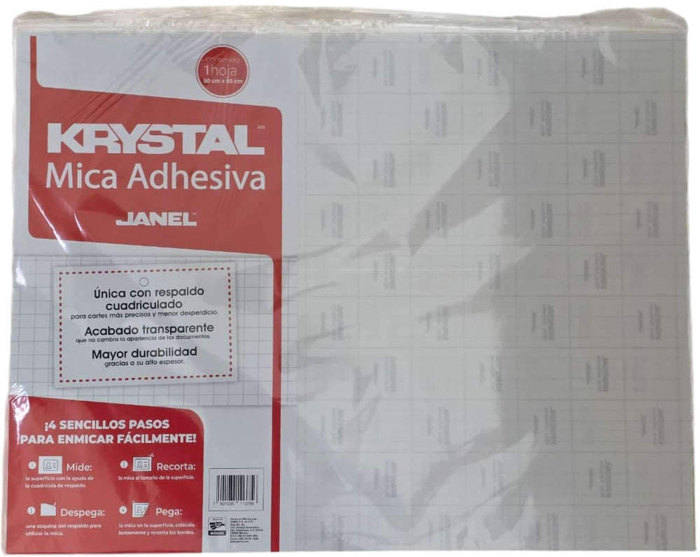 Mica Protectora Adhesivo Autoadherible KRYSTAL® Transparente 50×65cm Janel® 1065065150 [Hoja] 7501035113756