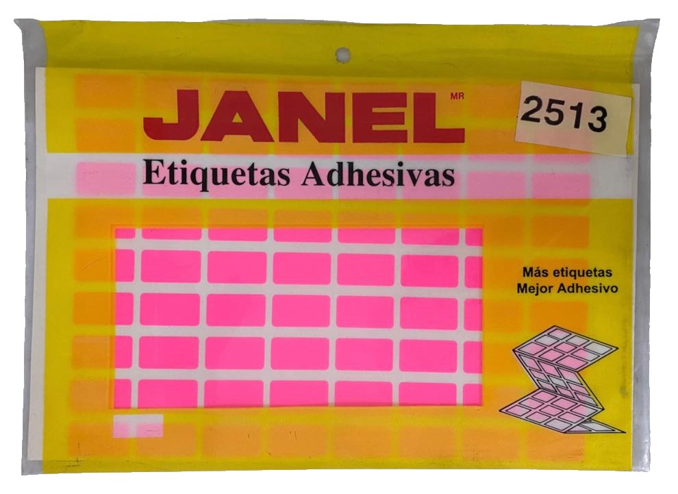 Etiqueta Adhesiva Clásica Fluorescente c/720 10 hoj Rosa Neón 20 #08 25×13 Janel® c/720 Bolsa 01