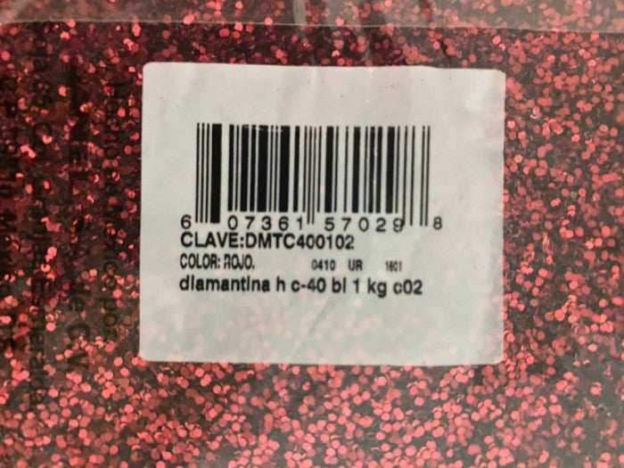 Diamantina Hexagonal C-40 1kg Rojo 02 Janel® DMTC400102 Bolsa 607361570298 02