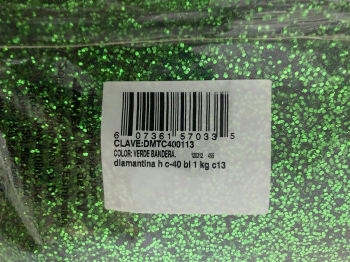 Diamantina Hexagonal C-40 1kg Verde Bandera13 Janel® DMTC400113 Bolsa 607361570335 03