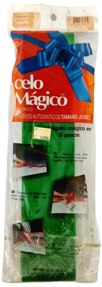 Moño Celomagico 431 Liso 70mm×1.35m Jumbo Verde Bandera13 c/10 Janel® 4310000113 [Bolsa] 607361561159