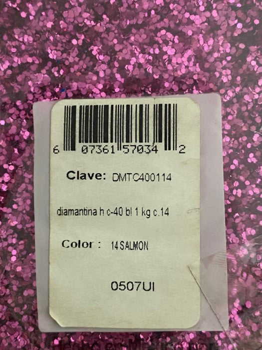 Diamantina Hexagonal C-40 1kg Salmón 14 Janel® DMTC400114 Bolsa 607361570342 02