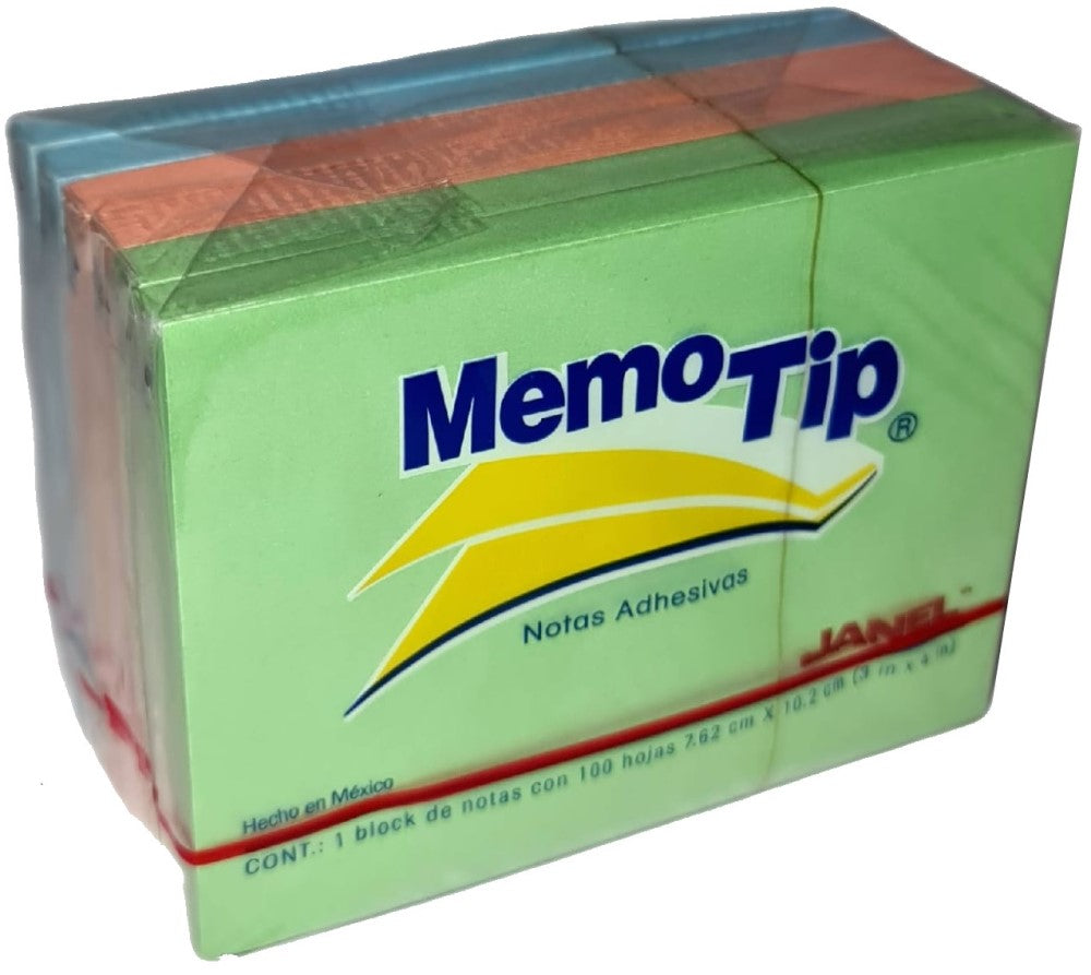 Notas Adhesivas Memotip 6 Block c/100hj 600hj Colores Pastel 3×4" Janel® 65603047965 [Pieza] 7501035104945
