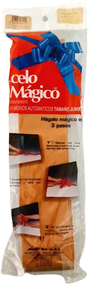 Moño Celomagico 431 Liso 70mm×1.35m Jumbo Oro 10 c/10 Janel® 4310000110 [Bolsa]
