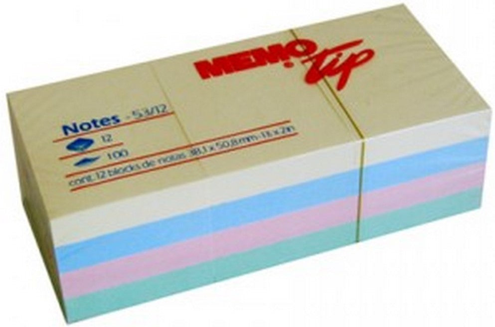 Notas Adhesivas Memotip117 12 Bloc.c/100h 1200h Pastel Colores 1.5×2" Janel® [Pieza] Imagen secundaria del producto