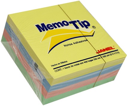 Notas Adhesivas Memotip #54p 400hj Cubo Pastel 3×3" Janel® [Pieza] 7501035102804 2