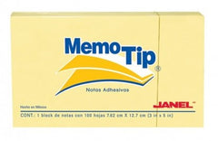 Notas Adhesivas Memotip #55 100hj Amarillo 3×5" Janel® [Pieza] 7501035101814