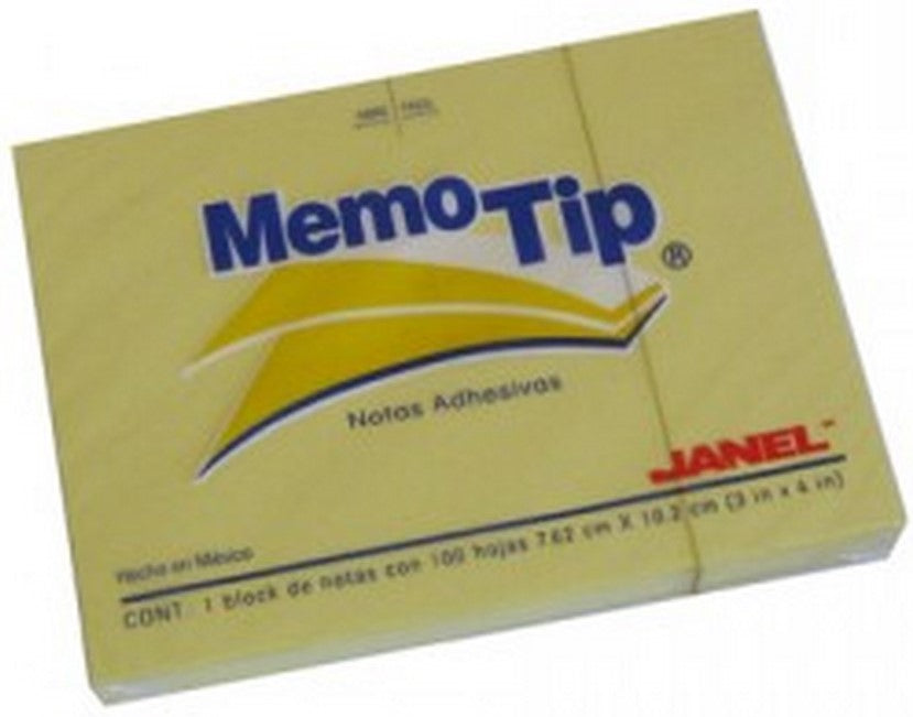 Notas Adhesivas Memotip #57 100hj Amarillo 3×4" Janel® [Pieza] 7501035101784
