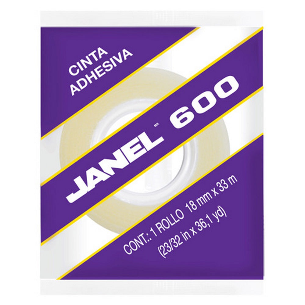 Cinta Adhesiva Celofán #600 Transparente 18mm×33m Janel® 6001833100 [Pieza] 7501035100039