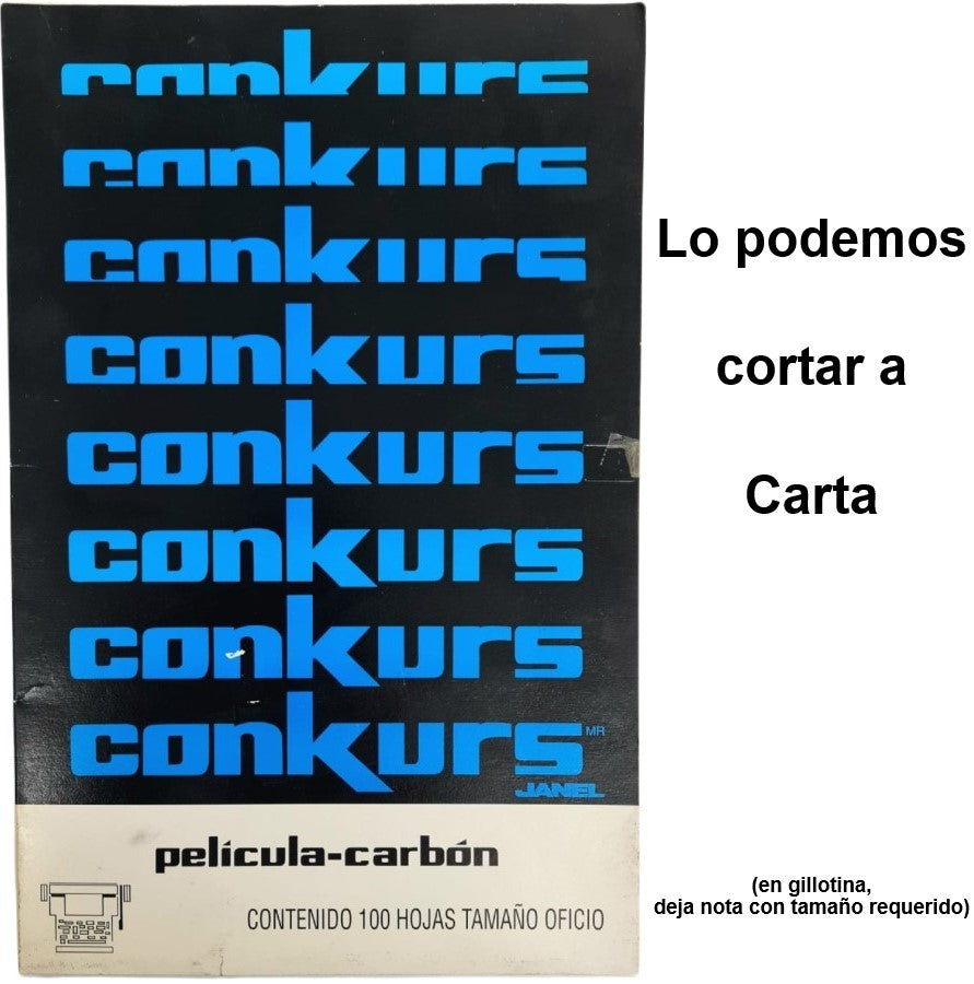 Papel Carbón #900 Conkurs Película c/100 Negro Oficio Janel® [Caja] 7501035100374