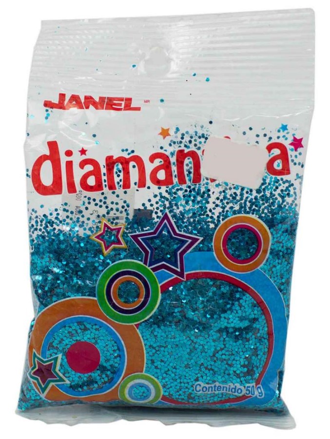Diamantina Hexagonal C-40 50g Azul Turquesa09 Janel® D50C400109 Bolsa 607361572483 01