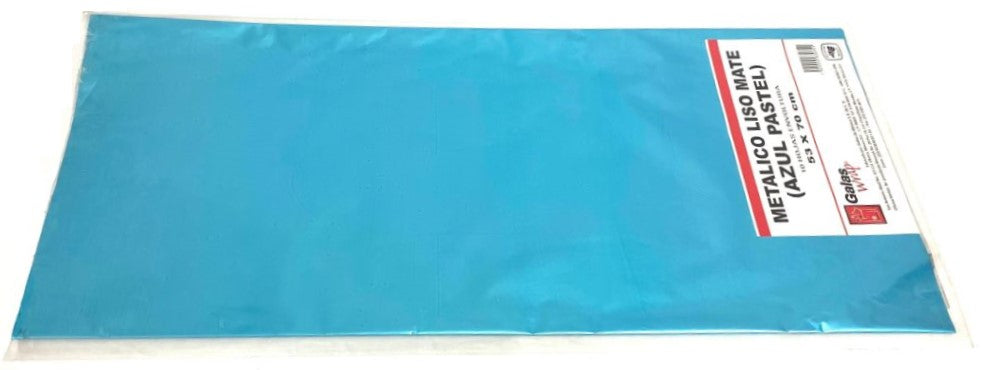 Papel Metalizado Liso Mate GA Azul Pastel 53×70cm Galas® Hoja 7501555630351 01