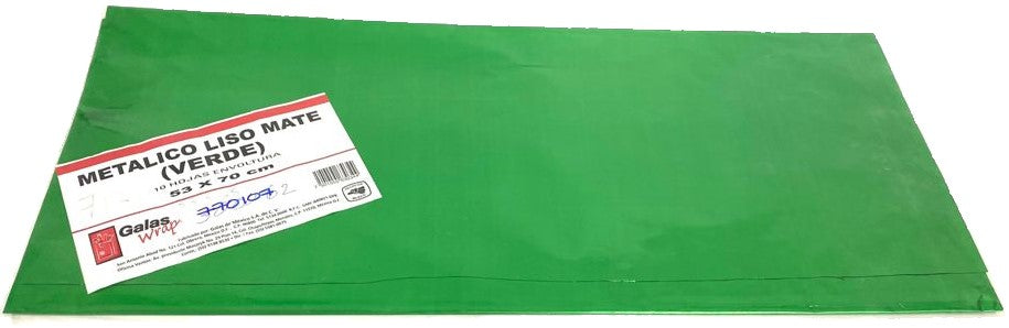 Papel Metalizado Liso Mate GA Verde 53×70cm Galas® Hoja 7501555630344 01
