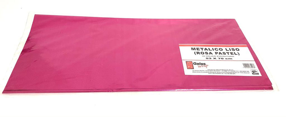 Papel Metalizado Liso Brillante GA Rosa Pastel 53×70cm Galas® Hoja 7501555630078 01