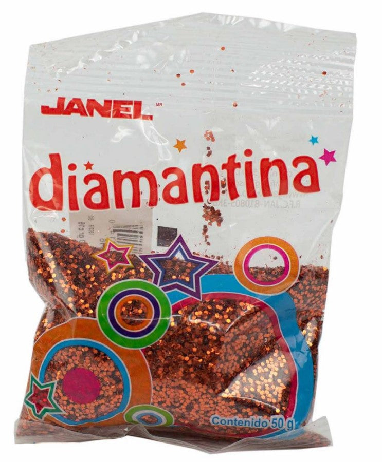 Diamantina Hexagonal C-40 50g Naranja 16 Janel® D50C400116 Bolsa 607361578140 01