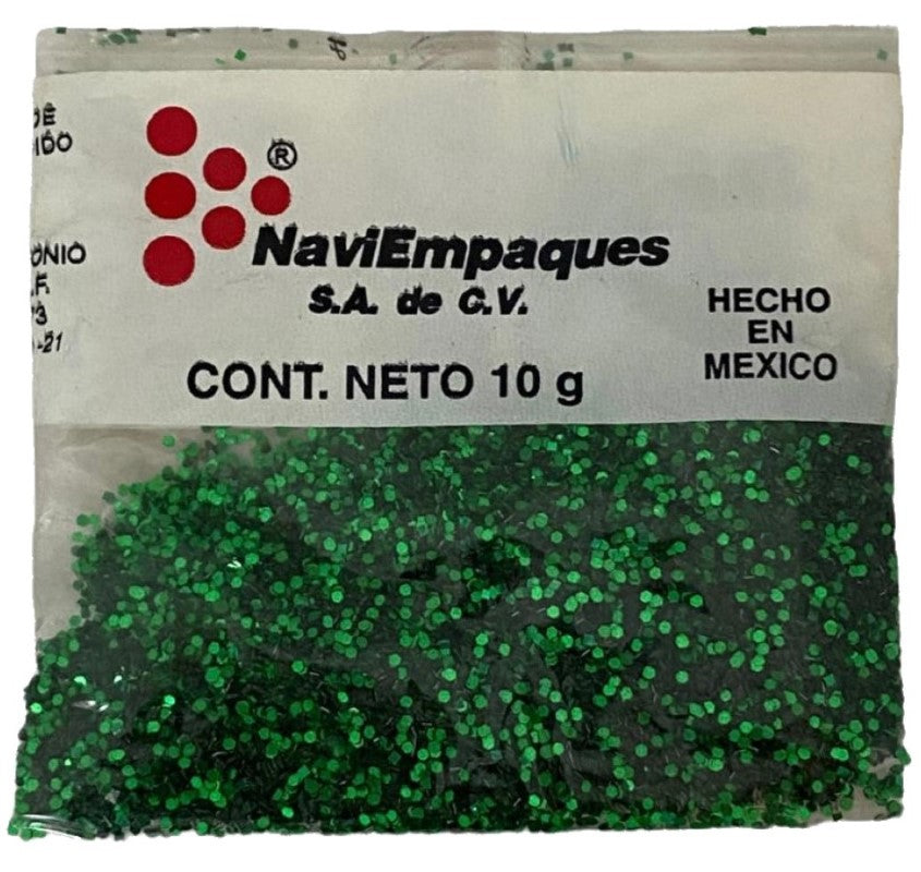Diamantina 10g Verde NaviEmpaques® Bolsa 01
