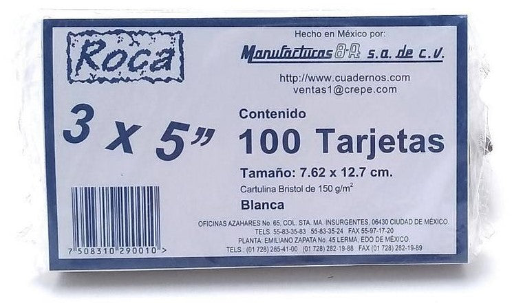 Tarjeta Índice Rayada c/100 Raya 3×5" 8-A® BR35 Paquete 7508310290058 02
