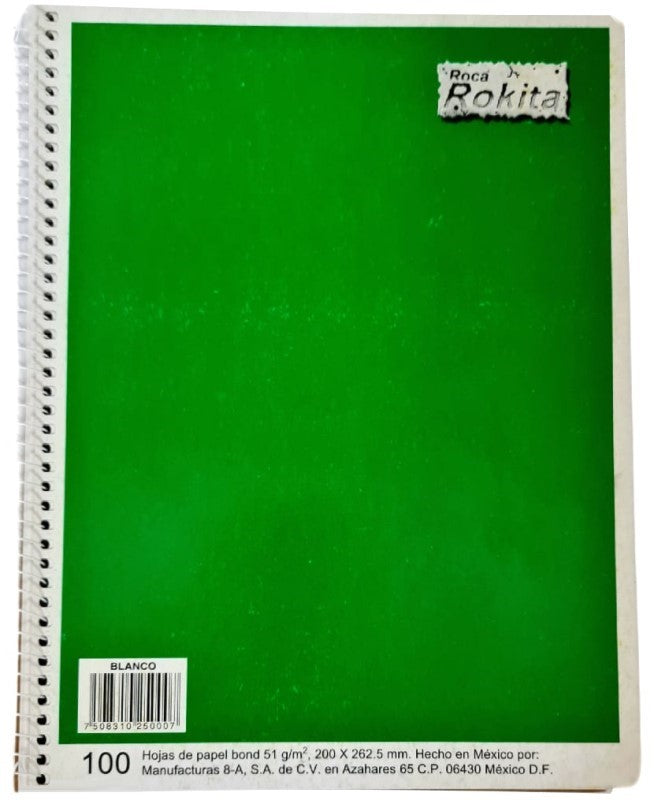 Cuaderno Profesional Espi Rokita Espiral 100 hojas Blanco 8-A® [Pieza] 7508310250007