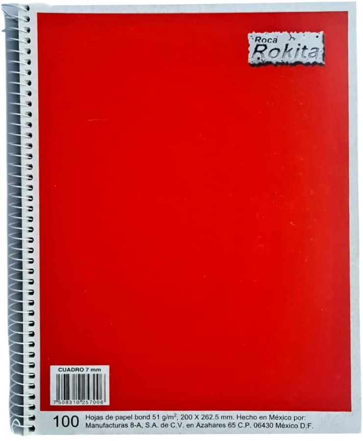 Cuaderno Profesional Espi Rokita Espiral 100 hojas Cuadro 7mm 8-A® [Pieza] 7508310257006
