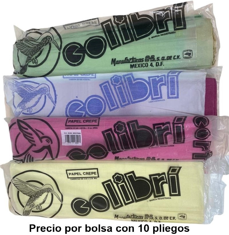 Papel Crepe Outlet Tonos diferentes c/10 × Color .50×2m Colibrí® LeerDescripción [Paquete]
