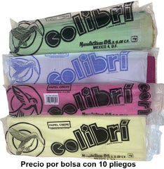 Papel Crepe Outlet Tonos diferentes c/10 × Color .50×2m Colibrí® LeerDescripción [Paquete]