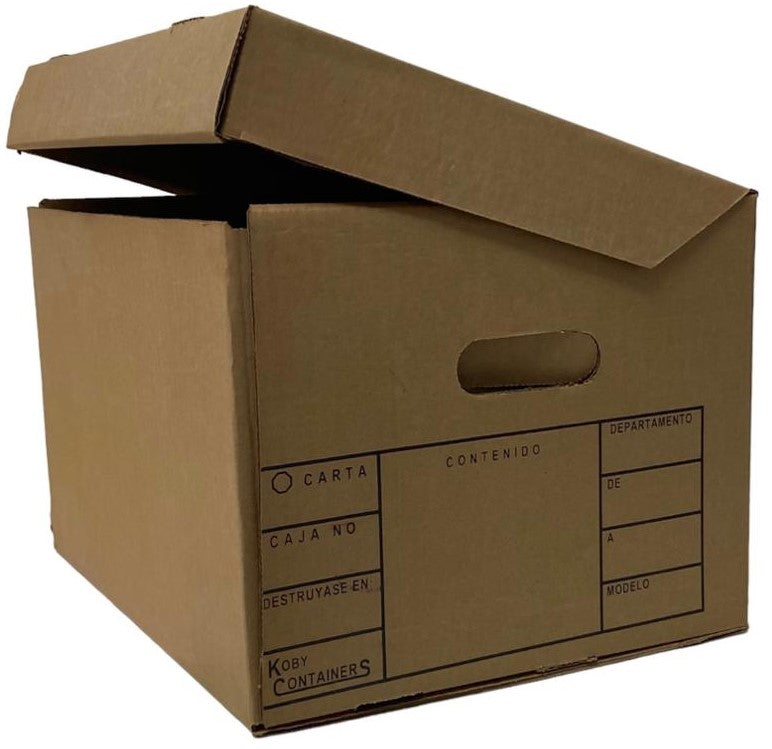 Caja Archivo de Cartón 42×32×26cm Tapa Integrada Kraft Carta Koby® [Pieza]