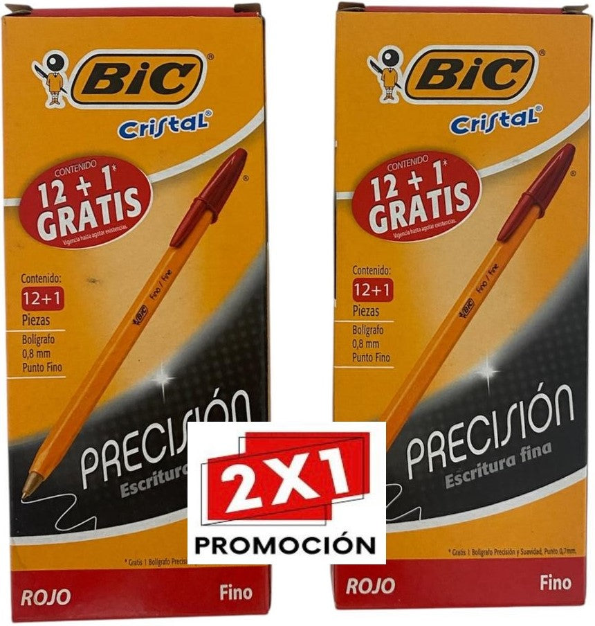 Promo2×1 Bolígrafo c/Tapa Precisión Caja/12 Rojo Medio Bic® [Caja] 7501014511078