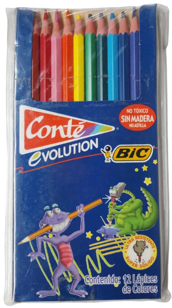 Color Sin Madera Largos Conté Evolution Hexagonal Colores Est.c/12 Bic® [Estuche] 3270220060963