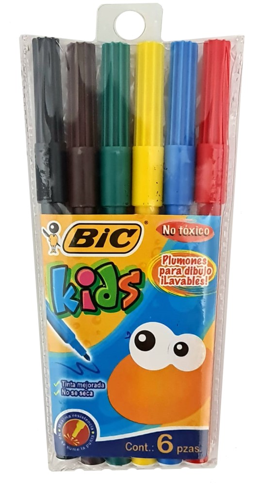 Marcador base Agua Bic Kids Conté Colores Est.c/6 Bic® BKPLUMETS [Estuche] 70330329058 Imagen principal del producto