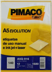 Etiqueta p/Impresora A5 c/1680 140 × Hoja 12hjs Blanco 9×16mm Bic® A5Q-916 [Sobre] 7896041945065