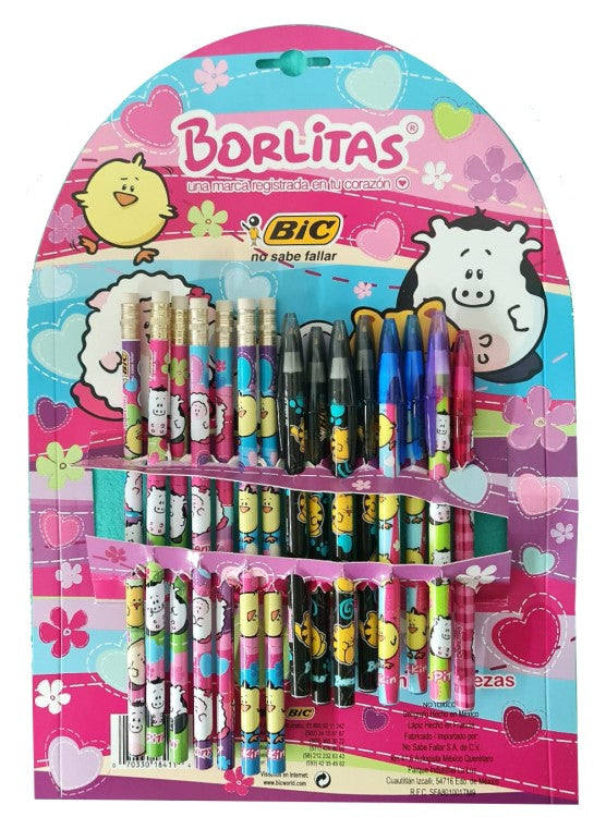 Bolígrafo c/Tapa Borlitas c/8 +7 Lápiz EXH. Colores Bic® BORB-4 Paquete 70330184114