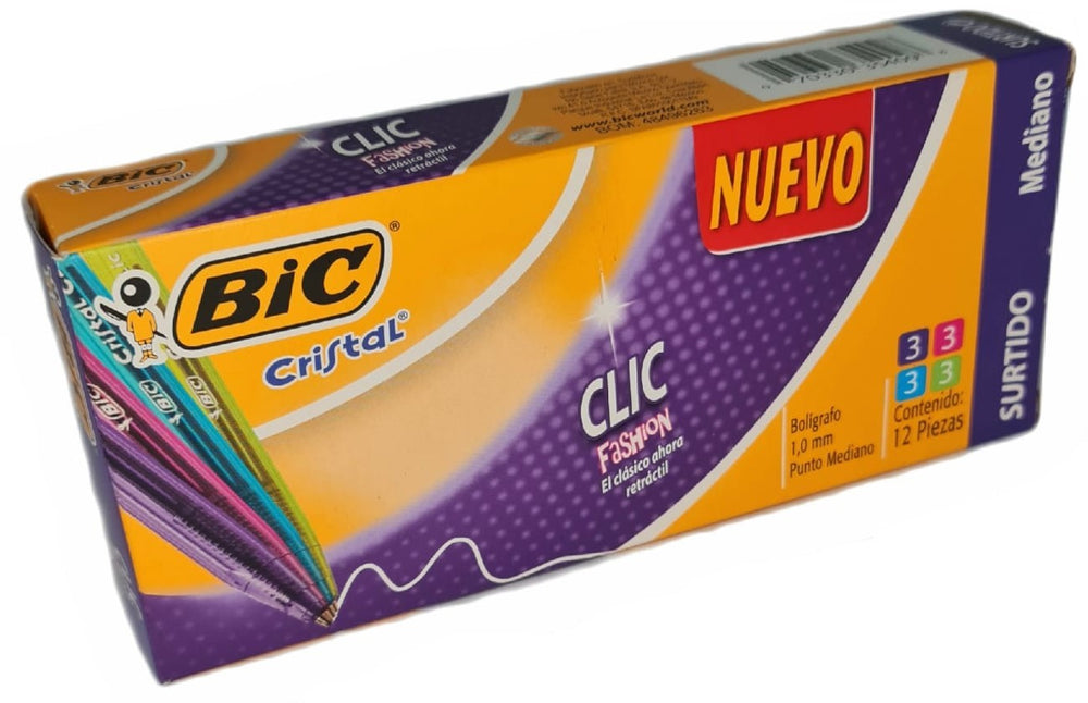 Bolígrafo Retráctil Cristal Clic Fashion Colores c/12 1.0mm Bic® 936937 [Caja] 70330354098 2