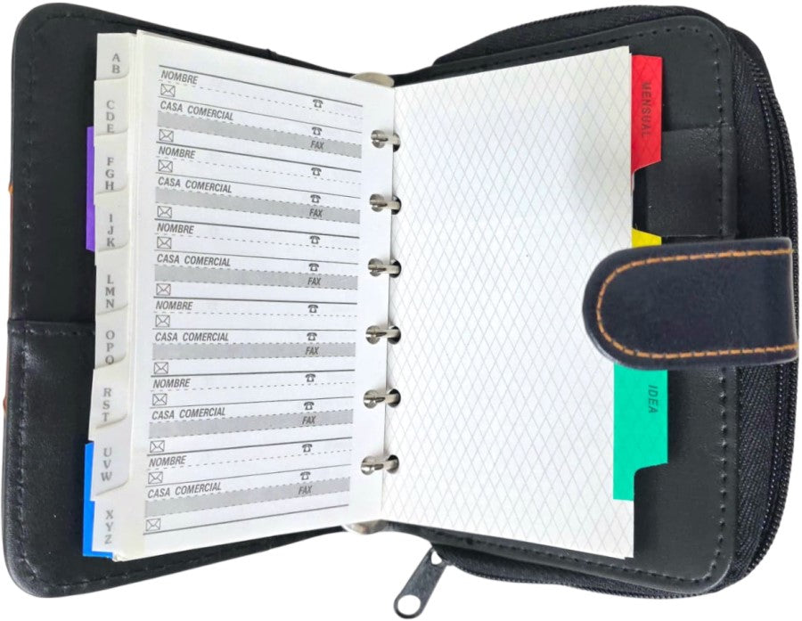Agenda/Monedero c/Zipper 6 argollas Imitación Piel Printaform® AZ51 [Pieza] 7501742115111 9