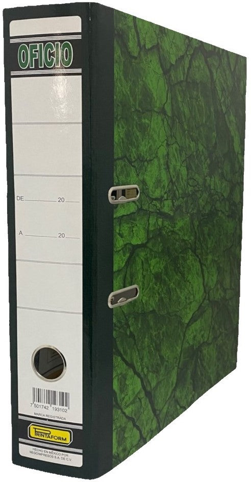 Registrador 2 argollas De Lujo 2" Verde Oficio Printaform® 7501742193294 [Pieza] 7501742193102