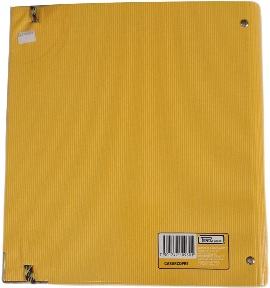 Carpeta 3 Argollas "O" c/Liga y 10 hojas 1" Colores Carta Printaform® CARARCOPRE [Pieza] 7501742109301 3