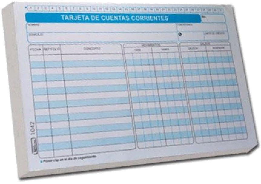 Tarjeta Índice Cuentas Corriente c/100 20.5×16.5 Printaform® 1073 [Pieza]