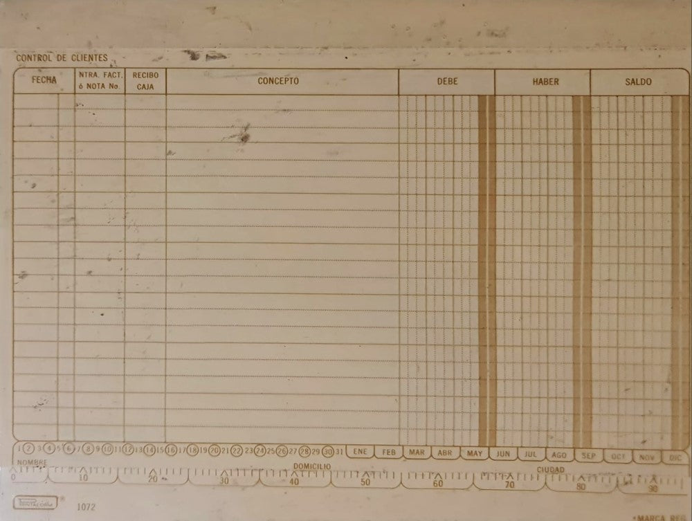 Tarjeta Índice Control Clientes c/100 20.5×16.5 Printaform® 1072 [Pieza]
