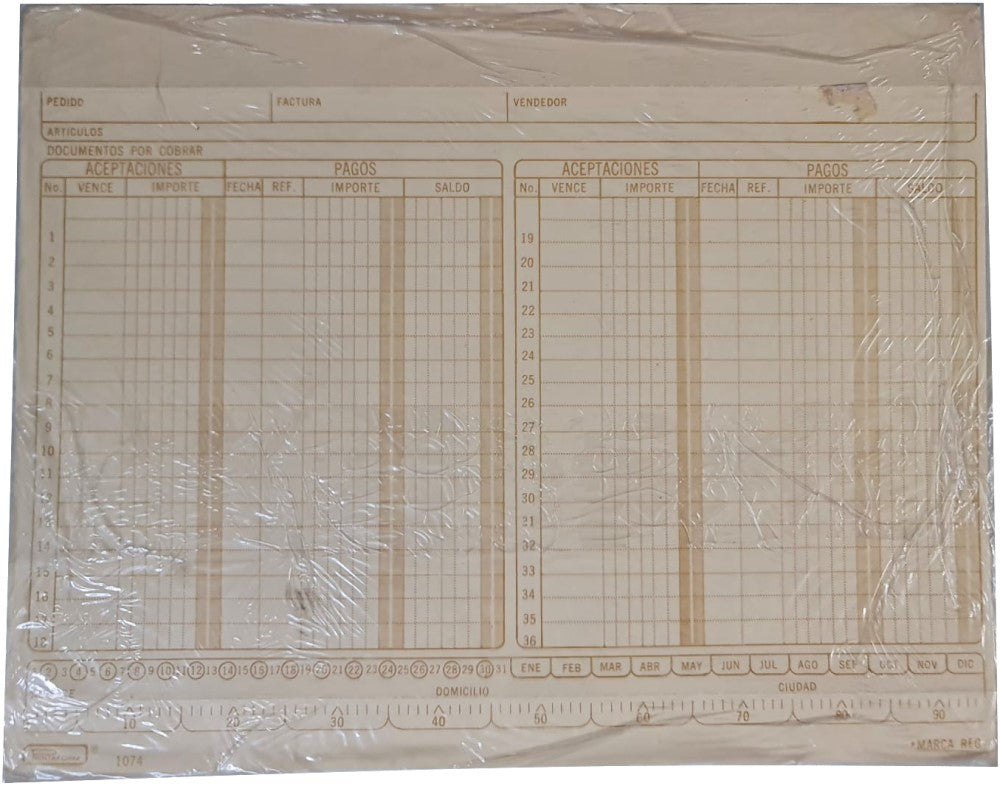 Tarjeta Índice Documentos × Cobrar c/100 20.5×16.5 Printaform® 1074 Pieza