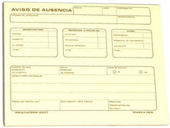 Block Auxiliar Aviso de Ausencia 25 Juegos ¼ Carta Printaform® B-2007 [Pieza]