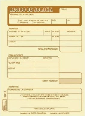Block Recibos de Nomina N 25 Juegos ¼ Carta Printaform® B-2012 [Pieza] 2