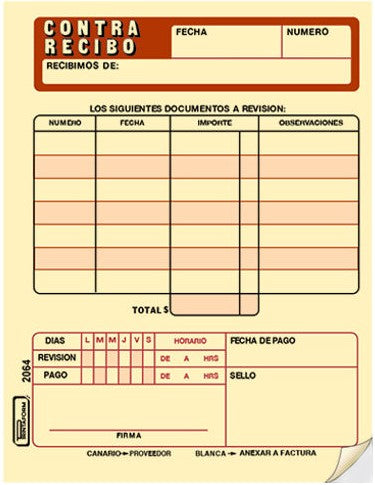 Block Contra Recibo original y copia 25 Juegos ¼ Carta Printaform® B-2064 [Pieza]