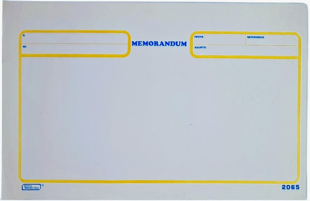 Block Memorándum Blanco 50 hojas ½ Carta Printaform® B-2065 Pieza