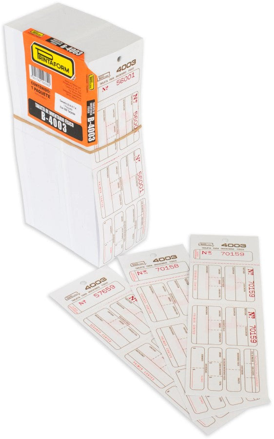 Tarjeta Inventario Fisico pack c/500 23.6×7.4cm Printaform® 4003 [Pieza] 7501742103392 2