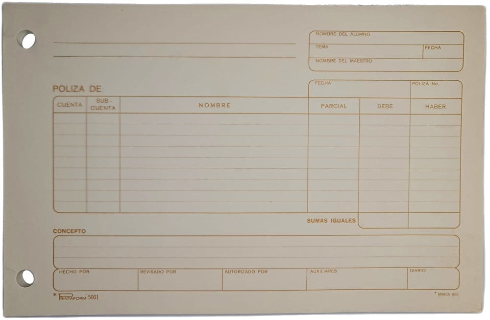Block Póliza 50 hojas ½ Carta Printaform® B-5001 [Pieza]