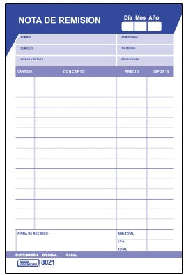 Block Remisiones Original O 50 hojas ½ Carta Printaform® B-8021 [Pieza] 7501742102210