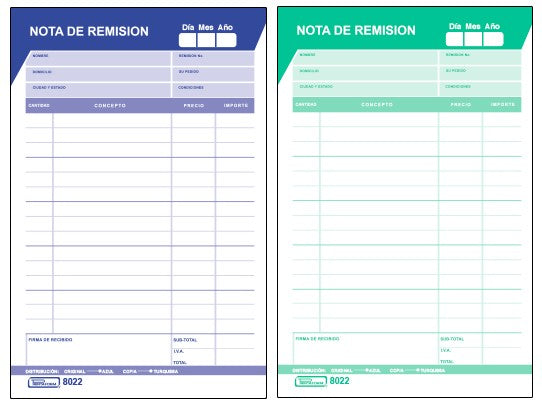 Block Remisiones Duplicado paquete c/3 D 25 Juegos ½ Carta Printaform® B-8022